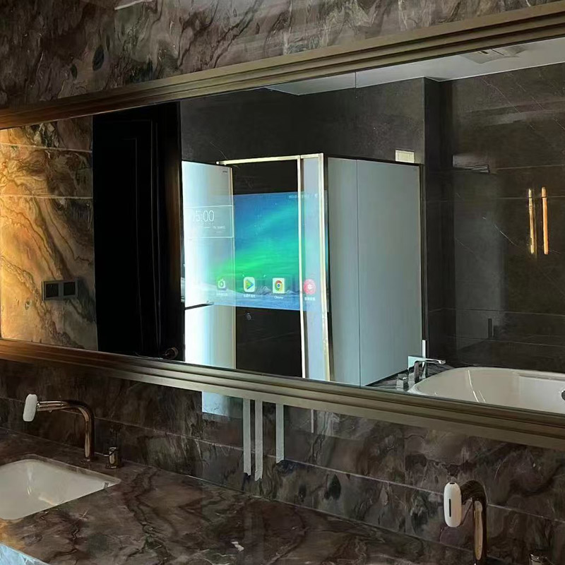 尺寸：2960*900mm 屏幕尺寸：27寸 使用场景：洗手台魔镜电视 详情：采用分段式精密结构，确保大面积镜面安装的灵活性与平整度，完美适配各类空间场景。采用304级不锈钢精密包边，经过拉丝抛光处理，赋予镜面轻奢质感。